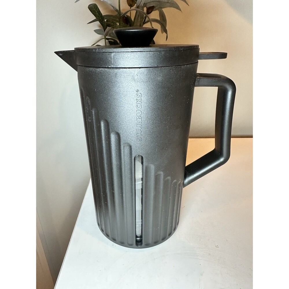 Starbucks 8 Cup Black Ribbed 2023 French Press Coffee Pitcher Discontinued Clean